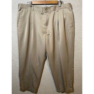 D/MIRO Men's Size 40x30 Khaki Tan Pleated Microfiber Dress Pants Slacks
